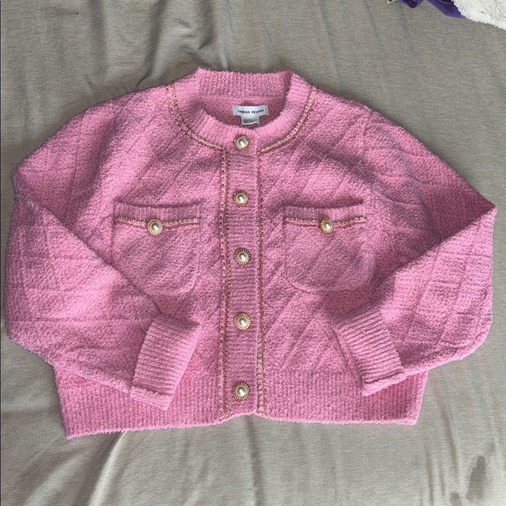 Pink Women's Cardigan Sweater - Picture 1 of 3